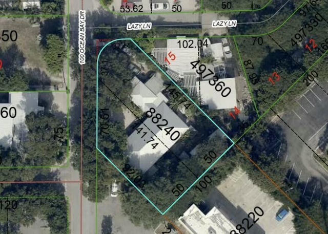 aerial overview of property's location featuring property boundaries highlighted