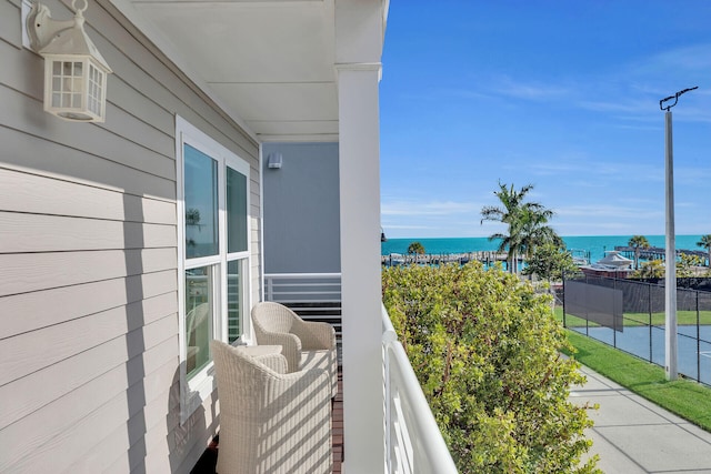 balcony with a water view