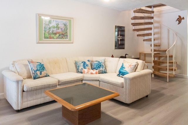 living room with hardwood / wood-style flooring