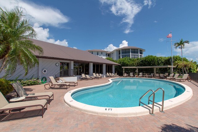 view of pool featuring a patio