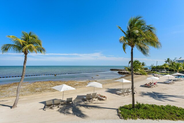 view of water feature featuring a view of the beach