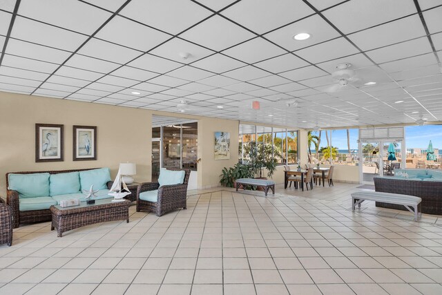88500 Overseas Hwy Unit 301, Tavernier, FL 33070 - common area with expansive windows and a paneled ceiling