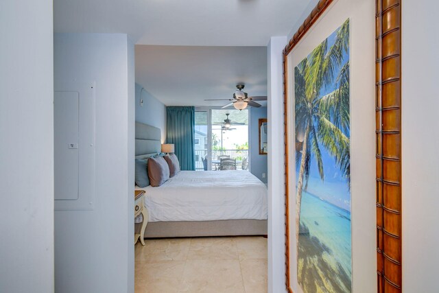 8302 Marina Villas Dr Unit 8302, Duck, FL 33050 - bedroom featuring electric panel, ceiling fan, and light tile patterned flooring
