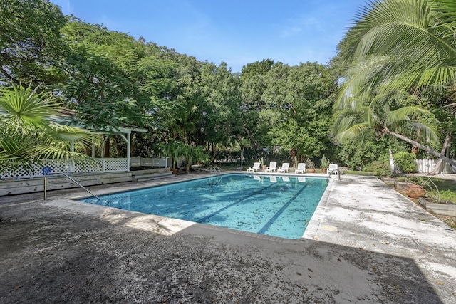 view of swimming pool featuring a patio area