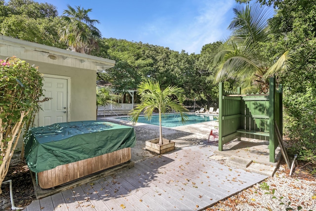 view of pool with a deck