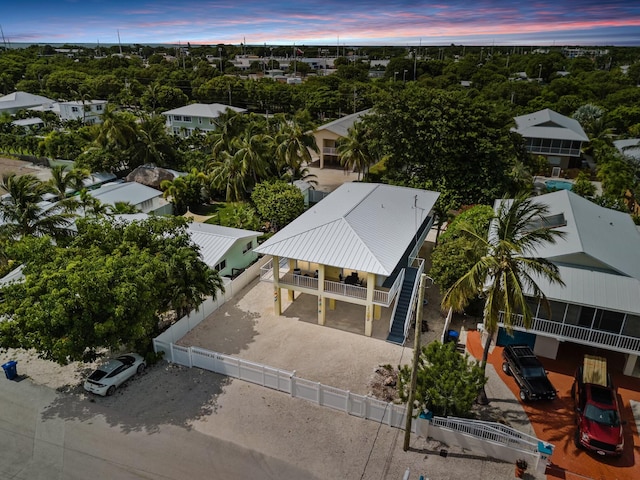 view of aerial view at dusk