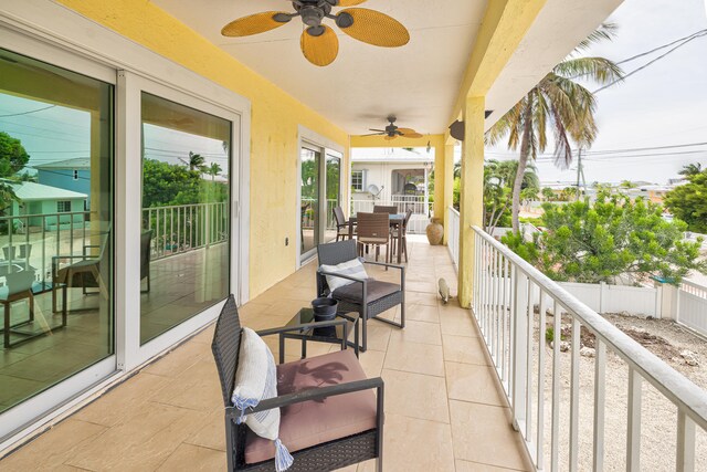 balcony with ceiling fan