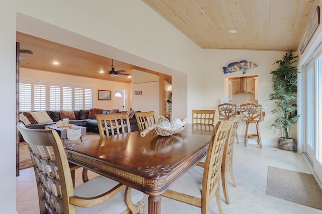 1323 Hudgins Dr, Summerland, FL 33042 - dining space featuring light tile patterned flooring, plenty of natural light, and wooden ceiling