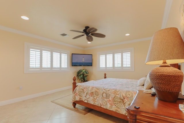 1323 Hudgins Dr, Summerland, FL 33042 - tiled bedroom with baseboards, visible vents, recessed lighting, and crown molding