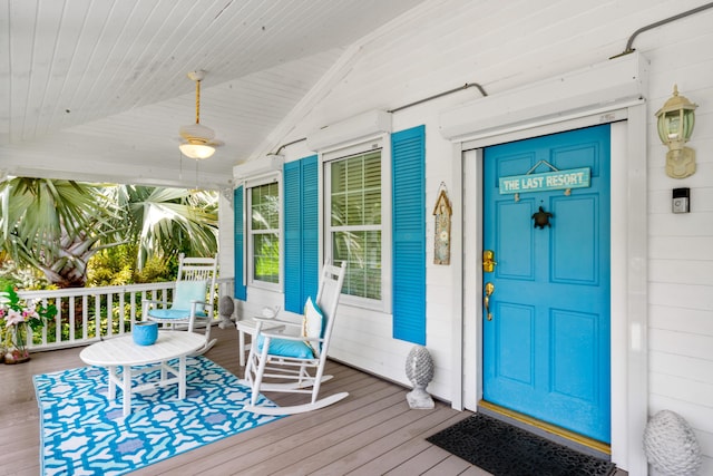 entrance to property with a porch