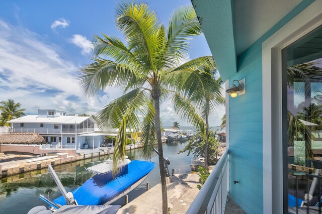 balcony with a water view