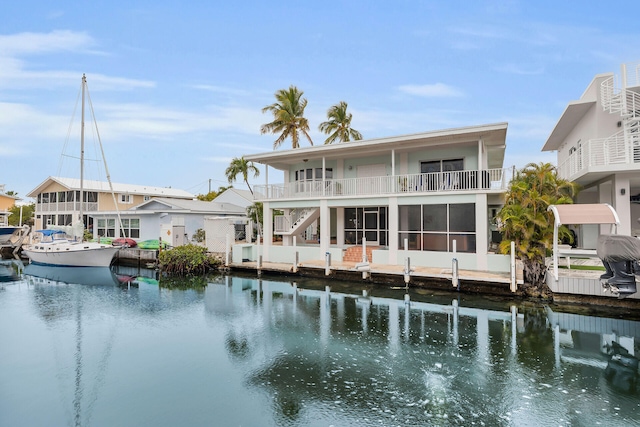 115 Primrose Ln, Long Key, FL 33001 - back of house with a water view and a balcony
