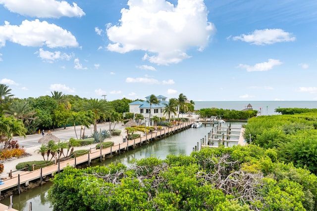 water view with a boat dock