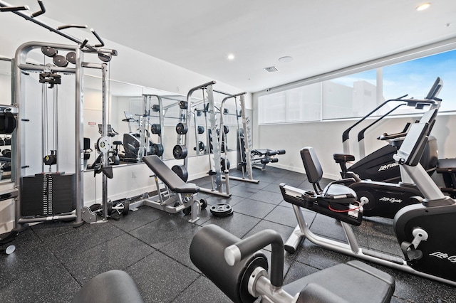 94825 Overseas Hwy Unit 185, Key Largo, FL 33037 - gym featuring recessed lighting and baseboards