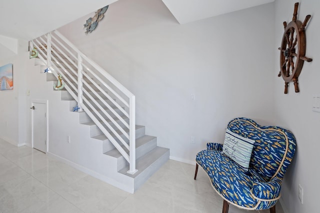 94825 Overseas Hwy Unit 185, Key Largo, FL 33037 - stairway featuring baseboards and tile patterned flooring