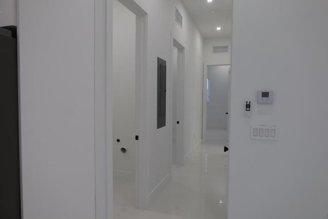 hallway with electric panel