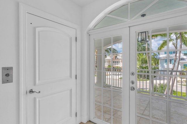 entryway featuring french doors