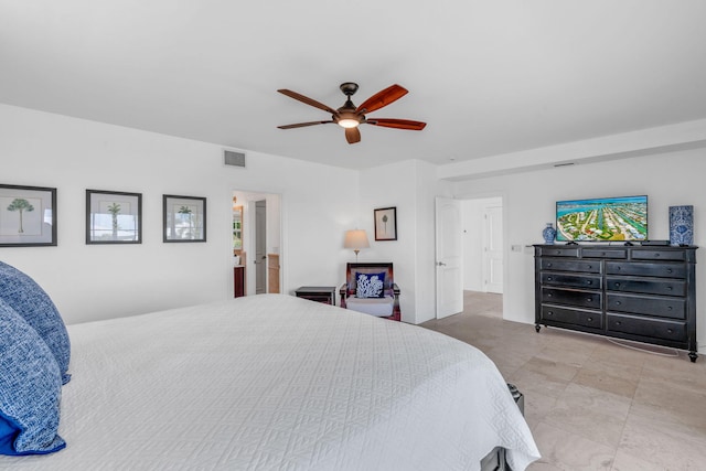 bedroom featuring ceiling fan