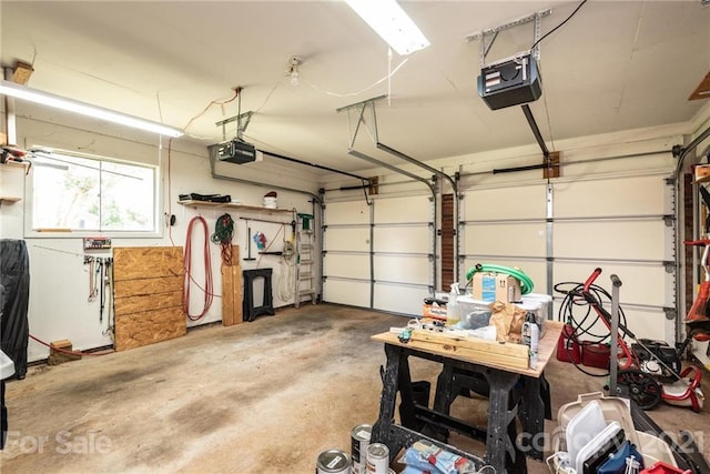 garage with a garage door opener