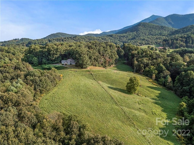 bird's eye view with a mountain view