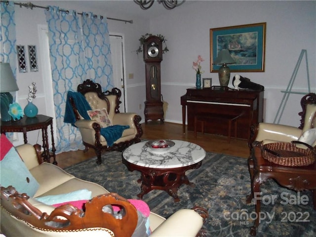 living room with hardwood / wood-style floors