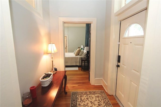 foyer with light hardwood / wood-style floors