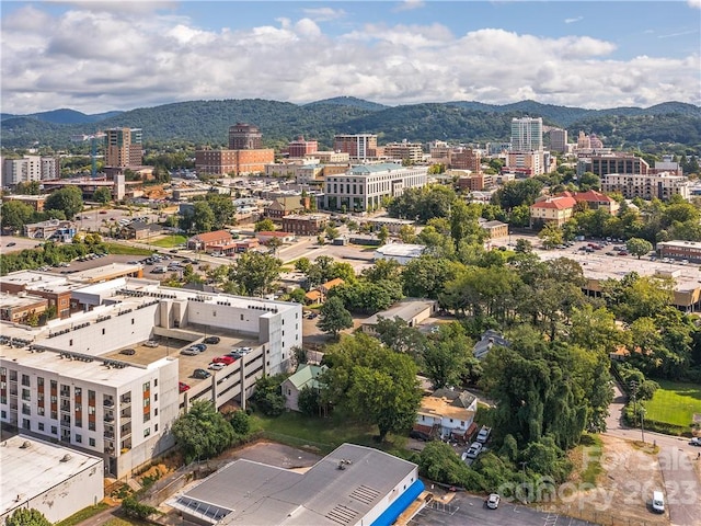 birds eye view of property with a mountain view