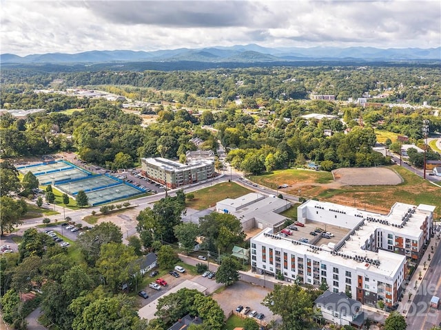 drone / aerial view with a mountain view