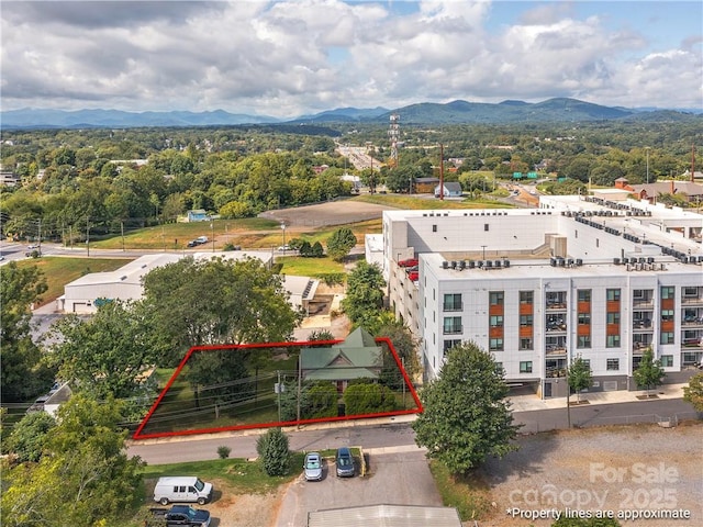 bird's eye view with a mountain view