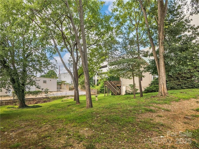 view of yard with stairway