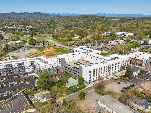 aerial view with a mountain view