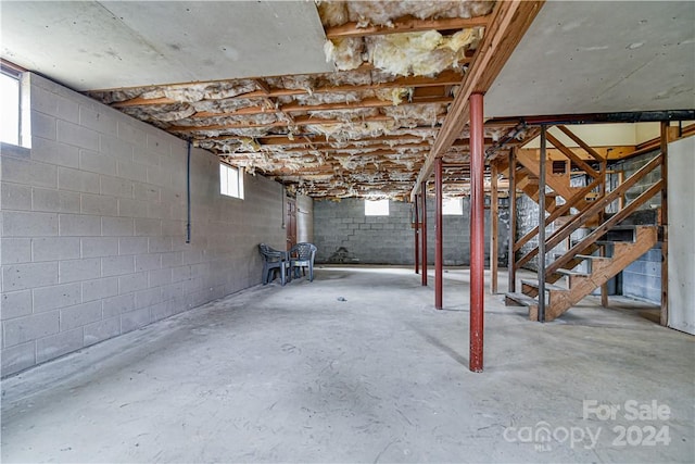 basement featuring plenty of natural light