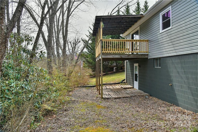 view of yard with a deck