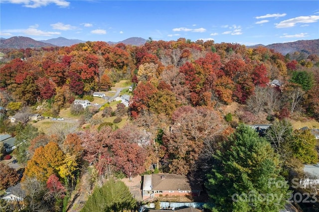 bird's eye view featuring a mountain view