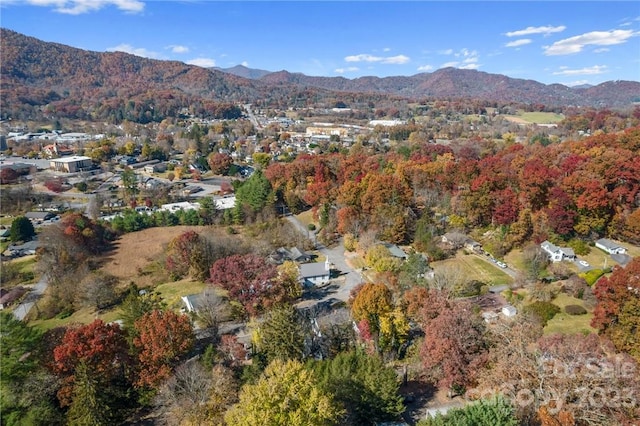 bird's eye view featuring a mountain view