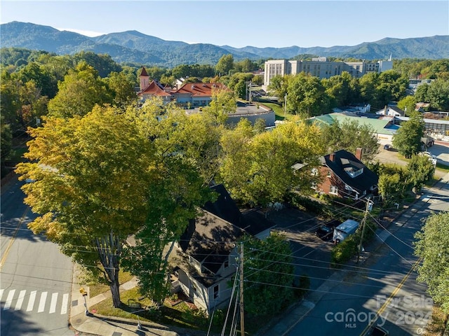 bird's eye view with a mountain view