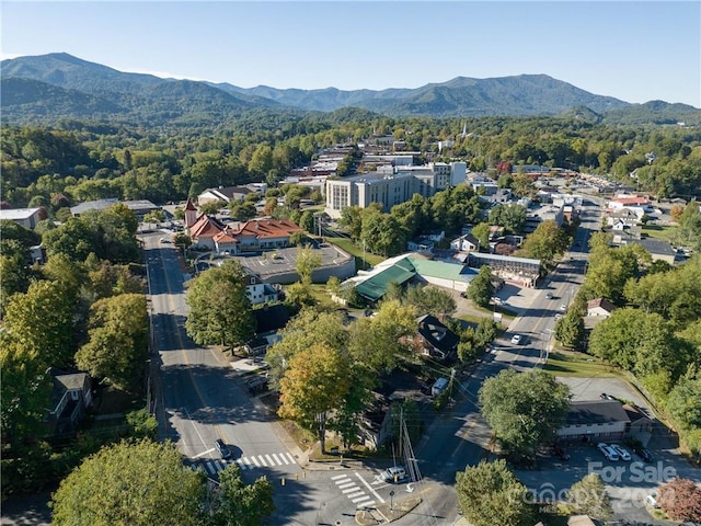 aerial view with a mountain view