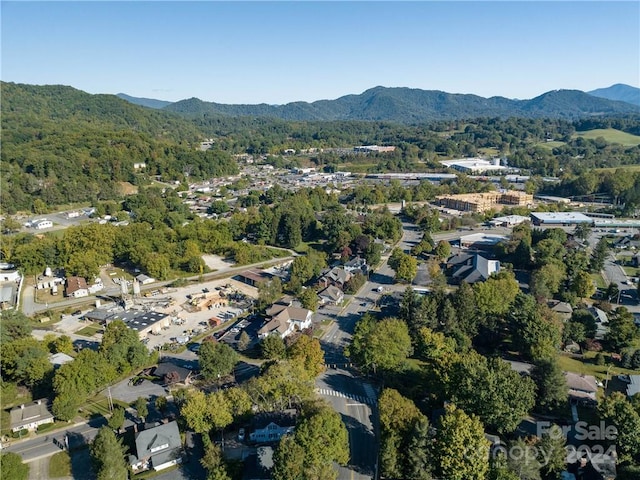 birds eye view of property featuring a mountain view