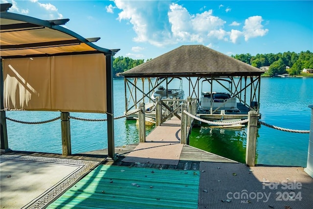 view of dock featuring a water view