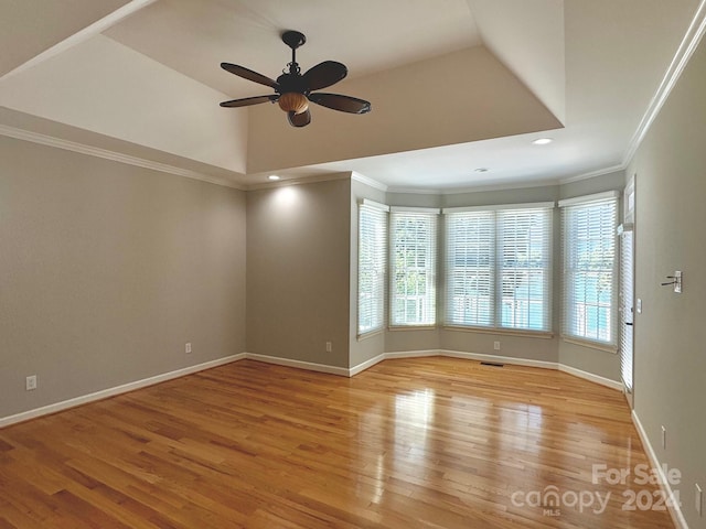 1563 Calls Lodge Ct, Morganton, NC 28655 - spare room with baseboards, light wood finished floors, recessed lighting, ornamental molding, and ceiling fan