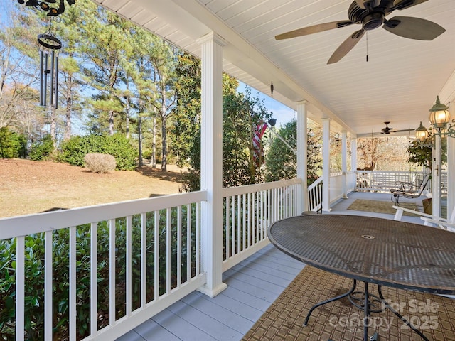 deck featuring covered porch