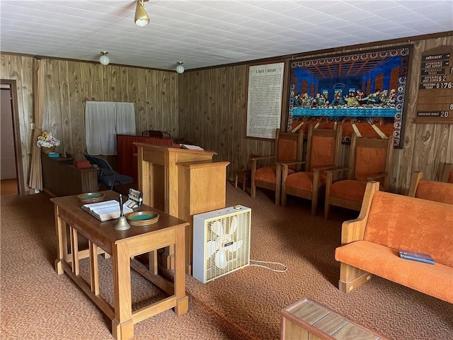 interior space with wooden walls