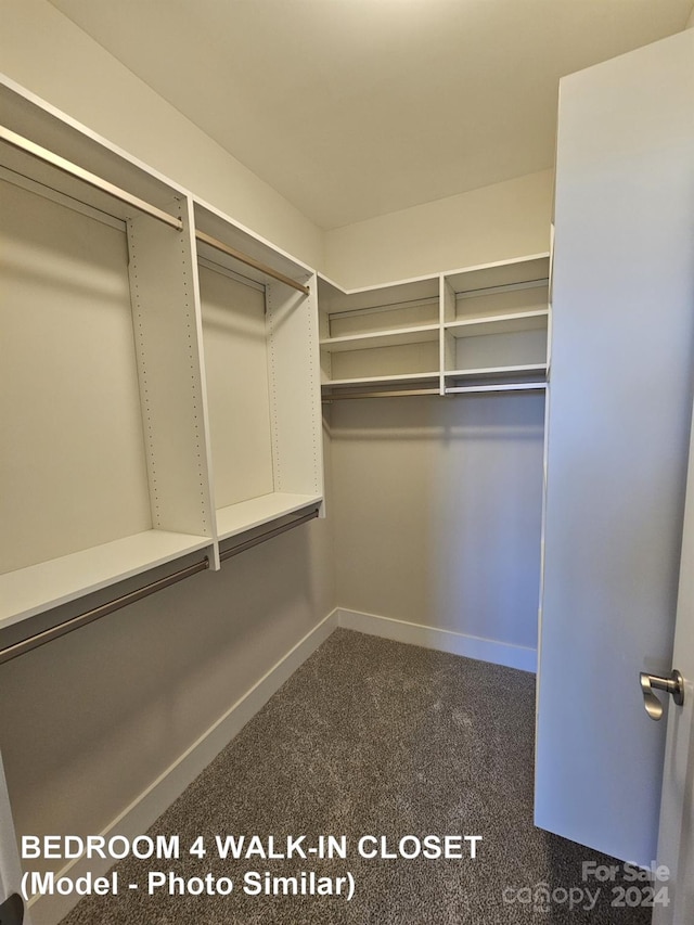 spacious closet with dark carpet