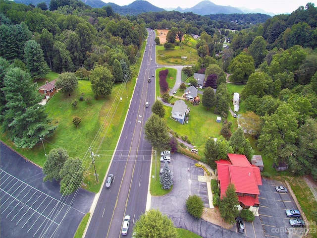 aerial view with a mountain view