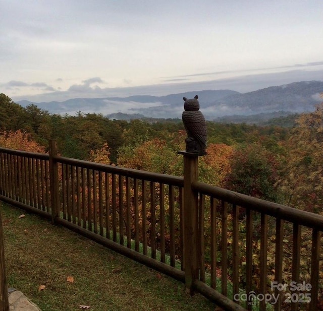 exterior space featuring a mountain view