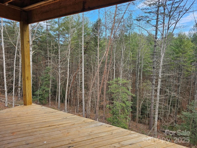 deck with a view of trees