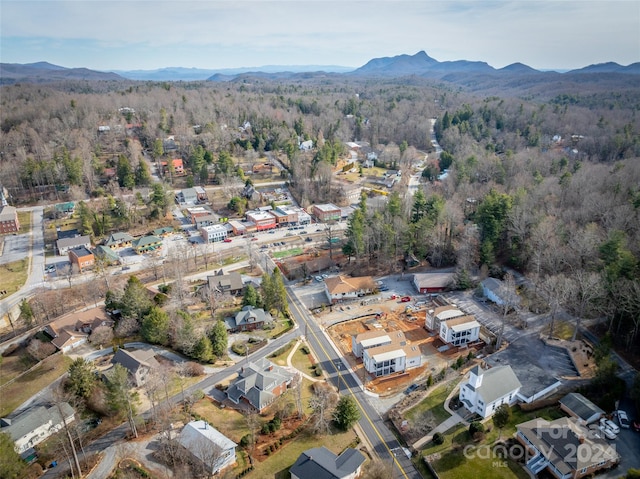 drone / aerial view with a mountain view