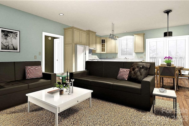 living room featuring light hardwood / wood-style flooring