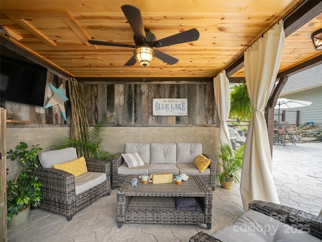 1590 S 226th Hwy, Bakersville, NC 28705 - view of patio / terrace with ceiling fan and an outdoor living space