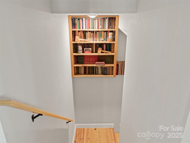 1590 S 226th Hwy, Bakersville, NC 28705 - stairs featuring baseboards and wood finished floors